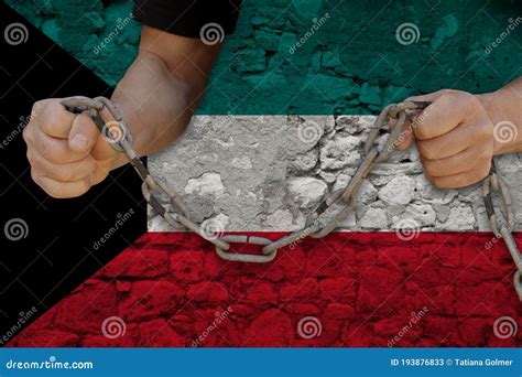 Male Hands Break The Iron Chain A Symbol Of Bondageprotest Against