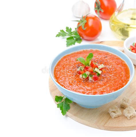 Gazpacho Frio Da Sopa Do Tomate Manjeric O Em Uma Opini O Superior