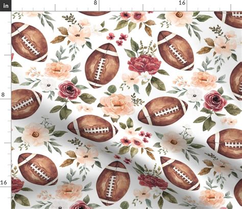 Watercolor Football Floral 12 Inch Fabric Spoonflower