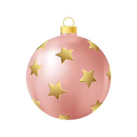 Premium Vector Beige Christmas Tree Toy With Golden Stars Realistic