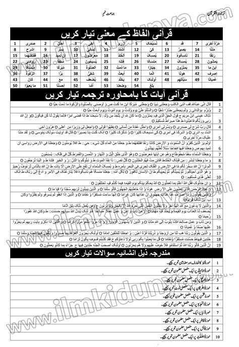 Get Th Class Tarjamah Tul Quran Guess Paper In Pdf