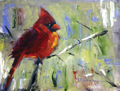 Painting by the Lake: Red Bird, Red Bird - SOLD