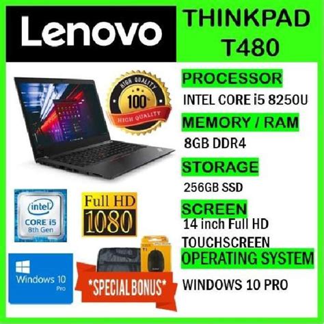 Jual Laptop Kerja Murah Lenovo Thinkpad T480 Intel Core I5 8250u 14