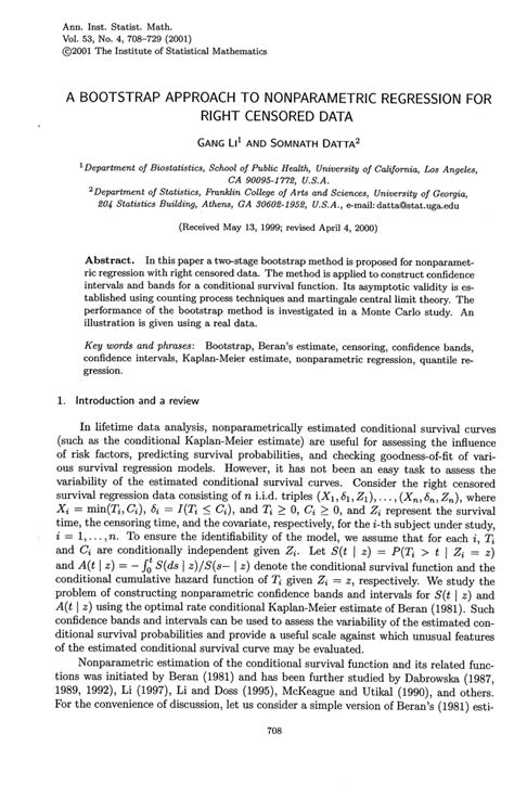 Pdf A Bootstrap Approach To Nonparametric Regression For Right