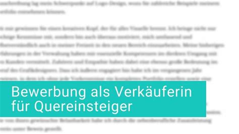 Bewerbung Als Verk Uferin Quereinsteiger Muster