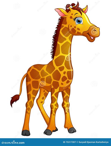 Happy Giraffe Cartoon Isolated On White Background Stock Vector