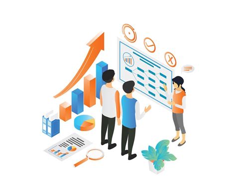 Isometric Style Illustration Of Business Data Analysis Results