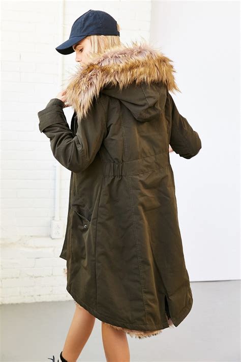 Members Only Faux Fur Lined Hooded Parka In Green Lyst