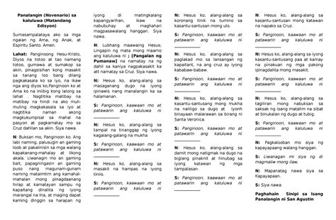 Panalangin LECTURE NOTES Panalangin Novenario Sa Kaluluwa