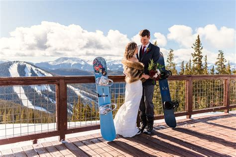 Ski The Day Keystone Snowboard Elopement Colorado Ski Wedding