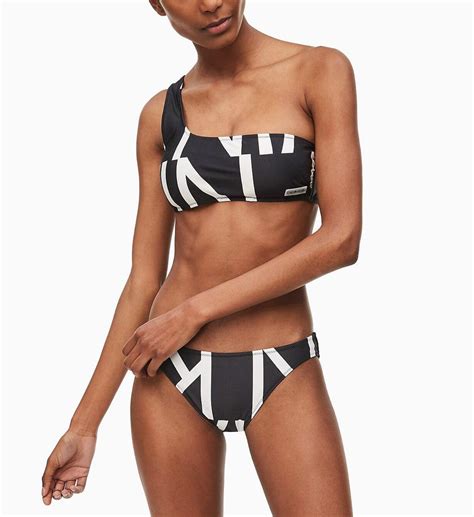 Calvin Klein Core Abstract One Shoulder Bralette Bikini Bralette Bikini