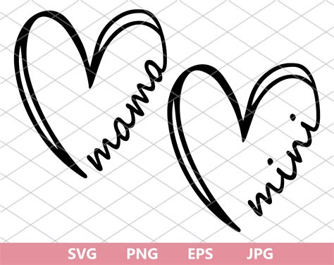 Heart Bundle Svg Mama Mini Leopard Heart Png Mothers Day Etsy