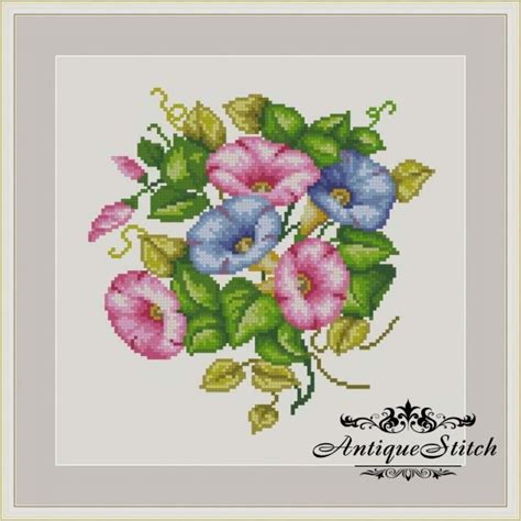 Morning Glory Vintage Bouquet 76 Cross Stitch Pattern PDF Etsy