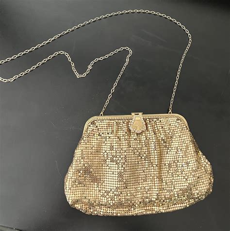 Vintage Whiting Davis Gold Mesh Evening Bag Purse L Gem