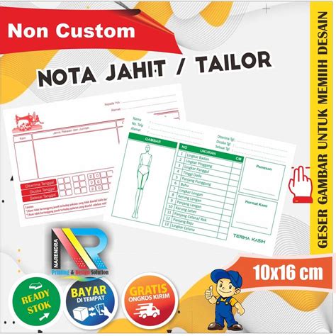 Nota Tailor Tukang Jahit Fitting Dan Konfeksi 2 Ply Rangkap Lazada