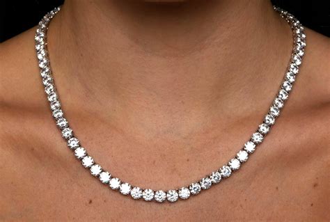 Tennis Necklace Mm Tcw Round Created Diamond Solid