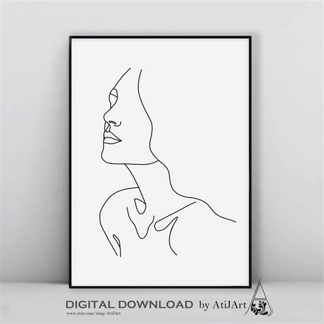 Minimalist Line Art Print Woman Printable Wall Art Fashion Etsy Canada Line Art Fashion