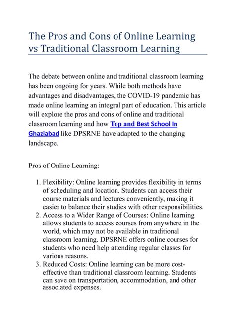 The Pros And Cons Of Online Learning Vs Traditional Classroom Learning