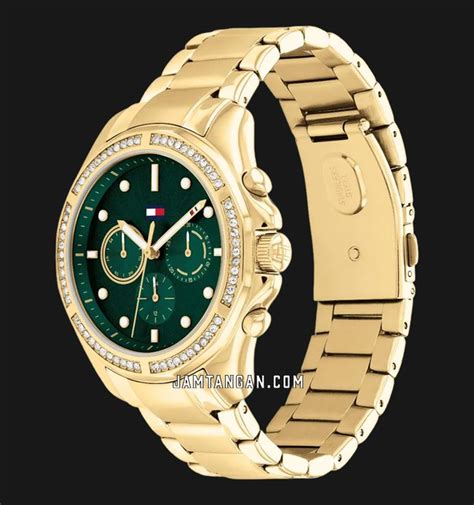 Tommy Hilfiger Brooklyn Green Dial Gold Stainless Steel Strap