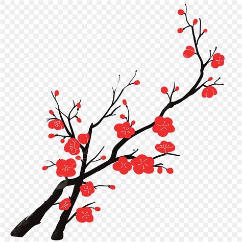 Plum Blossoms Clipart Vector Plant Red Plum Plum Blossom Flower Branch