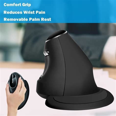 Souris Sans Fil Verticale Ergonomique Rechargeable 2 4g Rf Et Bluetooth 4 0 Connexion Sans Fil