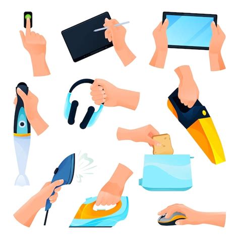 Premium Vector Electrical Appliances Or Devices Hands Icons Set