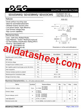 SD103BWS Datasheet PDF DAESAN ELECTRONIC CORP