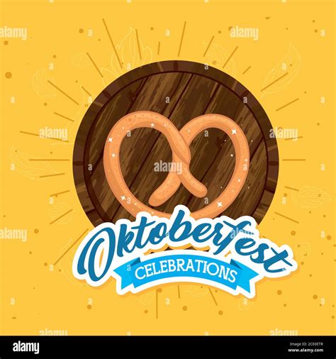 Oktoberfest Pretzel On Beer Barrel Vector Design Stock Vector Image