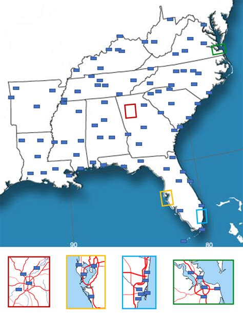 Southeastern Us Map With Cities