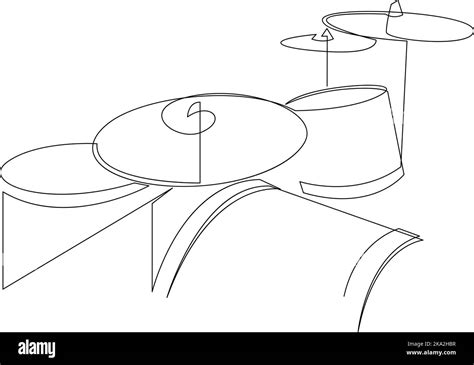 Continuous Line Drawing Of Drum Music Instrument Minimalist Design