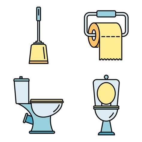 Premium Vector Restroom Toilet Icons Set Outline Set Of Restroom