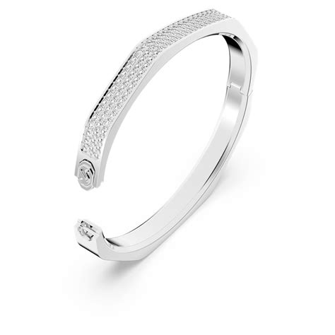 Dextera Bangle Octagon Pav White Rhodium Plated Swarovski