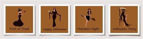 Set of Halloween cards with Set of Halloween costume concepts. Witch. Greeting cards. 49408189 ...