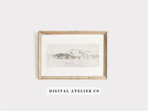 Vintage Landscape Drawing Vintage Wall Art Vintage Line Art Sketch ...