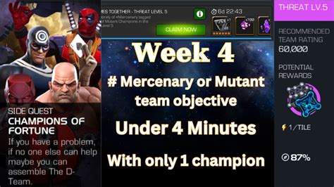 Mcoc Side Quest Champions Of Fortune Threat Level 5 Week 4 Youtube