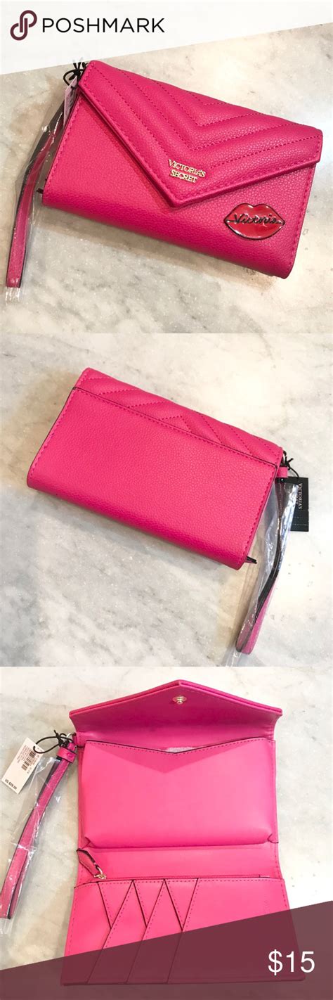 NWT Victorias Secret Wristlet Wallet Pink Leather Wristlet Wallet