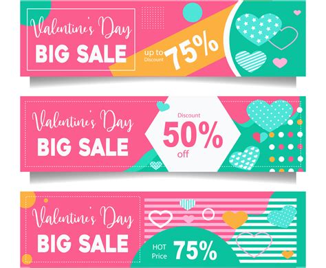 Valentine S Day Promotion Banner Collection Vector Art Graphics