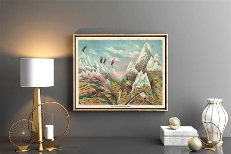 Mountain Poster Vintage Mountain Illustration Nature in - Etsy