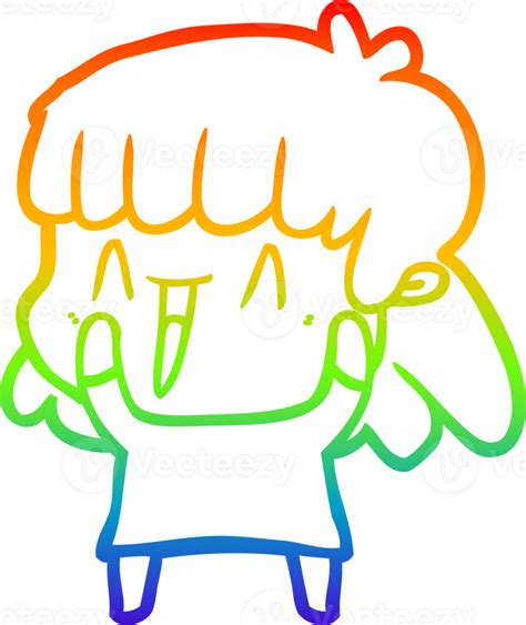 Rainbow Gradient Line Drawing Cartoon Woman 38941238 Png