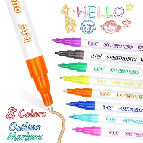 Bol Grafo De Contorno De Doble L Nea De 8 Colores Pluma Fluorescente De