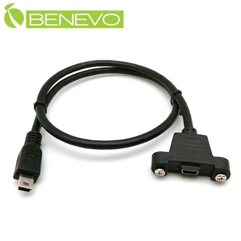 Benevo 可鎖型 50cm USB2 0 Mini USB 5pin 公對母延長線 BUSB0050MBMF可鎖 PChome 24h購物