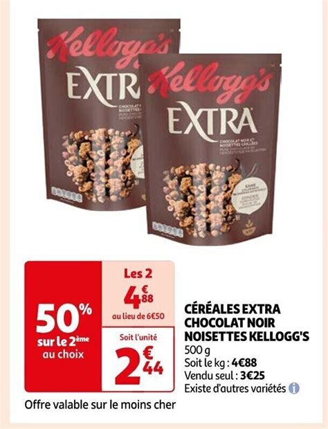 Promo CÉRÉALES EXTRA CHOCOLAT NOIR NOISETTES KELLOGG S chez Auchan