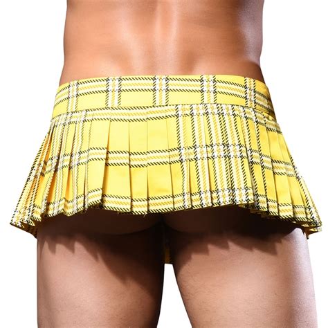 Andrew Christian Unleashed Plaid Mini Skirt Yellow Inderwear