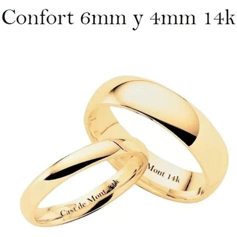 Argollas Matrimonio Confort Maciza 6mm Y 4mm Anillo Boda 14k Meses