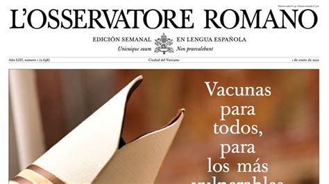 L Osservatore Romano De Esta Semana Vacunas Para Todos Perfil