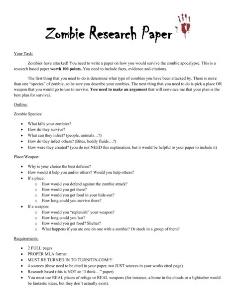 Zombie Research Paper Doc