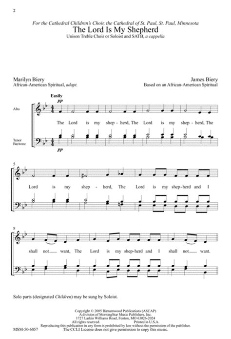 The Lord Is My Shepherd Downloadable By James Biery 4 Part Digital Sheet Music Sheet