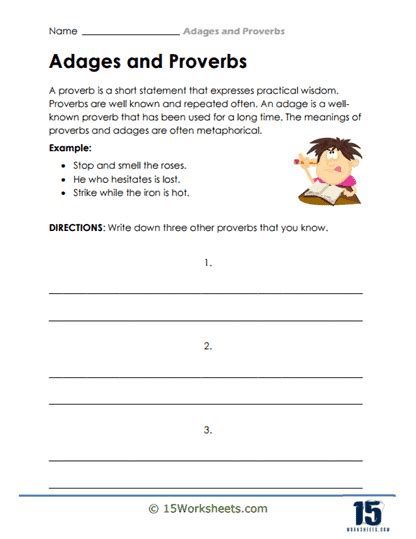 Adages And Proverbs Worksheets 15