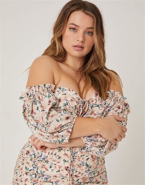 Plus Size Floral Off The Shoulder Dress 2020ave