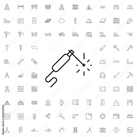 Welding Icon Set Of Outline Construction Icons Stock Vector Adobe Stock